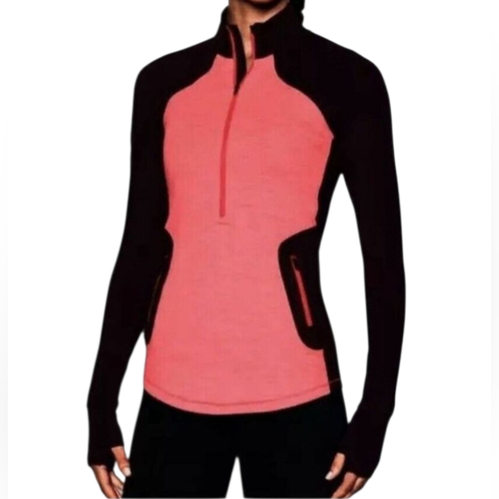 😁Under Armour Coral and Maroon Quarter Zip ColdGear Reactor Womens Pullover Sm